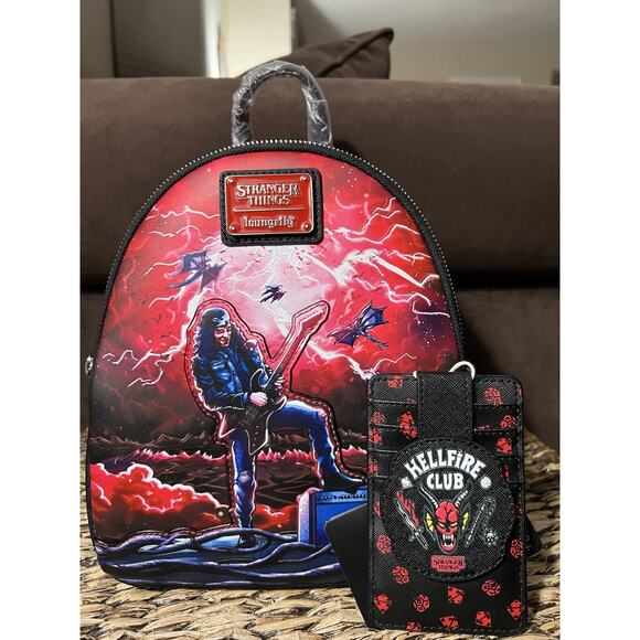 Eddie Munson Tribute Stranger Things Loungefly Mini Backpack Card Holder Set - Picture 1 of 9